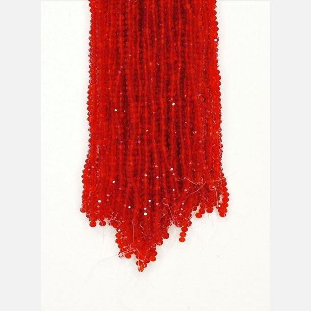 Nr. 14  Rd  Facet slebne glas perler i 4 x 6 mm.