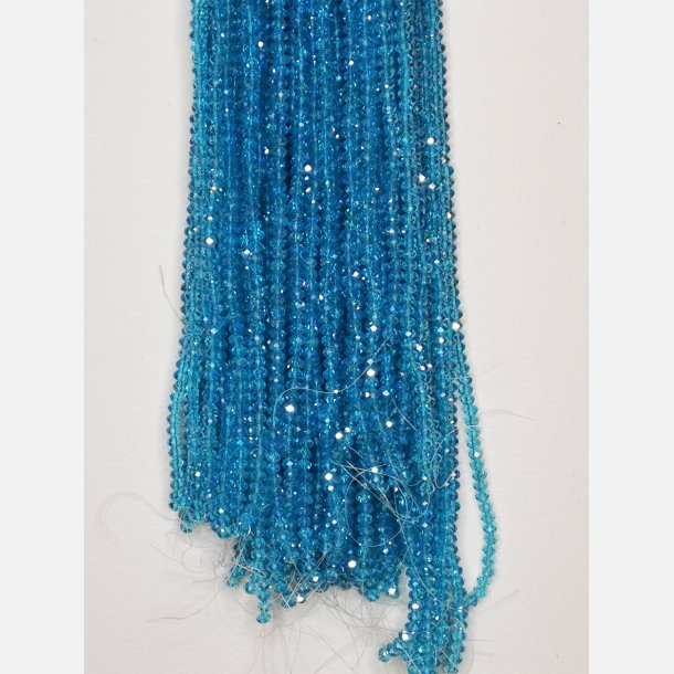 Nr. 18 Ocean Bl med Glimmer -  Facet slebne glas perler i 4 x 6 mm.