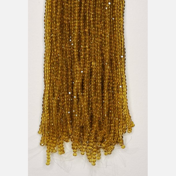 Nr. 34 Gul Khaki Facet slebne glas perler i 4 x 6 mm.