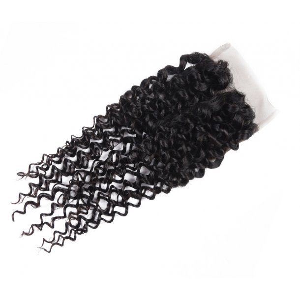 Curly Virgin Human Hair Swiss Lace Closure 20 inch 4*4 Inch Free Part 