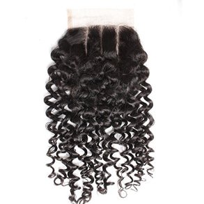 Curly Virgin Human Hair Swiss Lace Closure 20 inch 4*4 Inch 3 Part