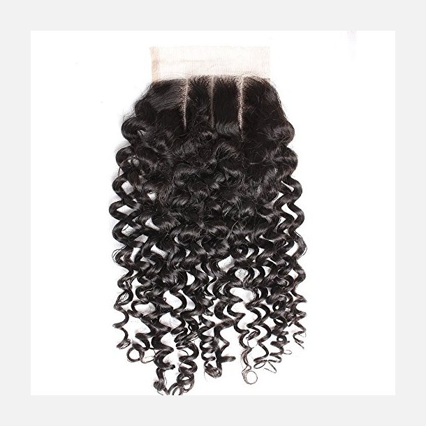 Curly Virgin Human Hair Swiss Lace Closure 20 inch 4*4 Inch 3 Part