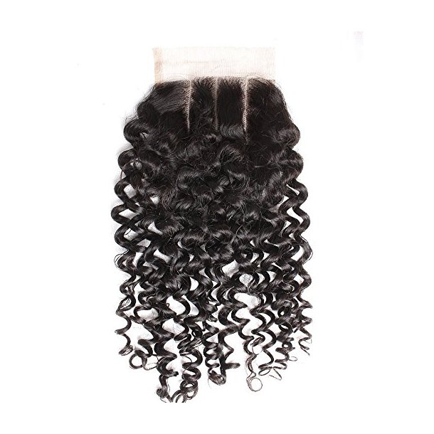 Curly Virgin Human Hair Swiss Lace Closure 20 inch 4*4 Inch 3 Part