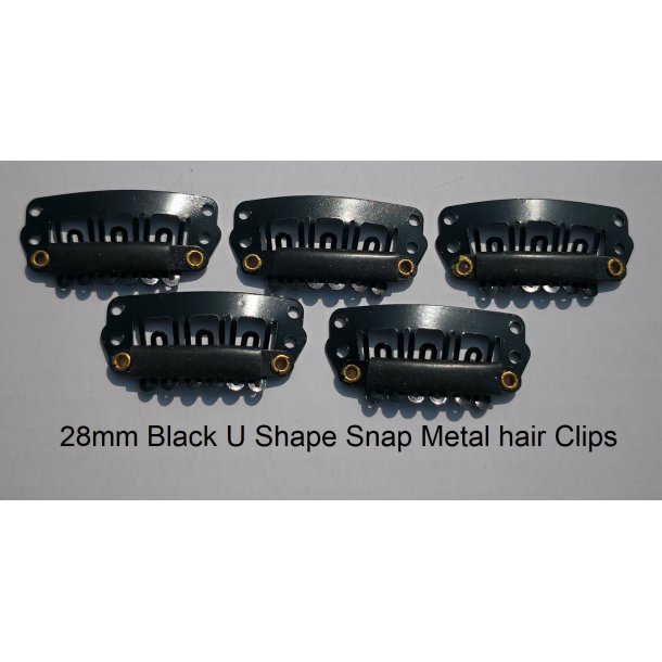 12pcs 28mm Black U Shape Snap Metal hair Clips