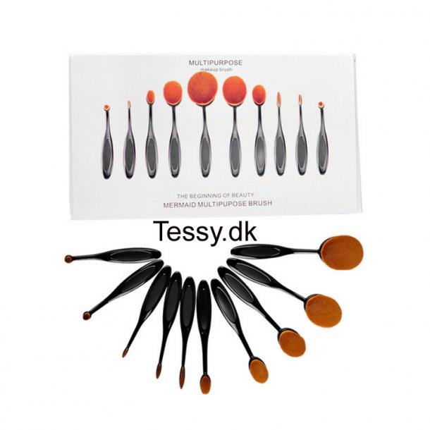  10pcs Black Oval Toothbrush Makeup Brush Set 